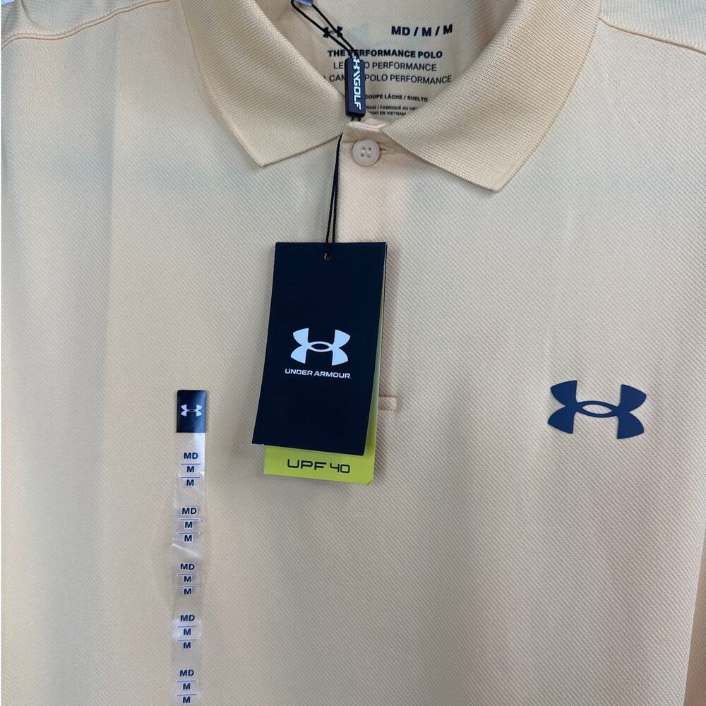 NWT Under Armour Performance 3.0 Golf Yellow Polo Mens Size Medium (1377374-792) - Picture 5 of 8